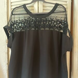 Stevie & Lindsay Black Lace Women's Top 2X